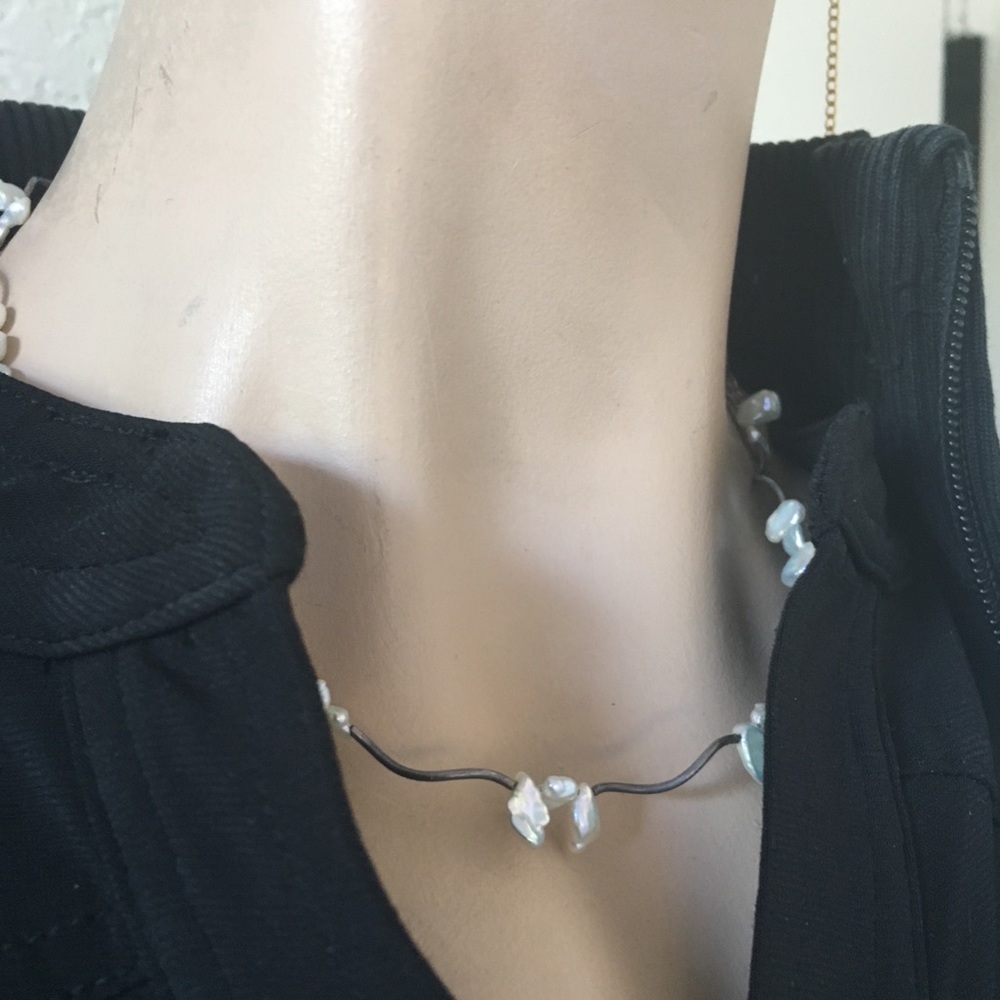 Sterling silver & pearls choker